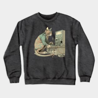 Futuristic Bio Steampunk Cat No Background Crewneck Sweatshirt
